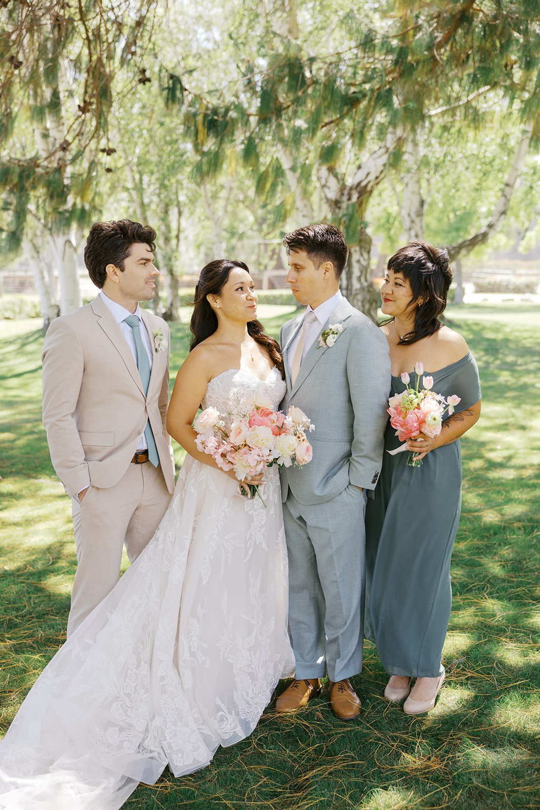 Rachel and Damien with their bridesmaid and groomsman