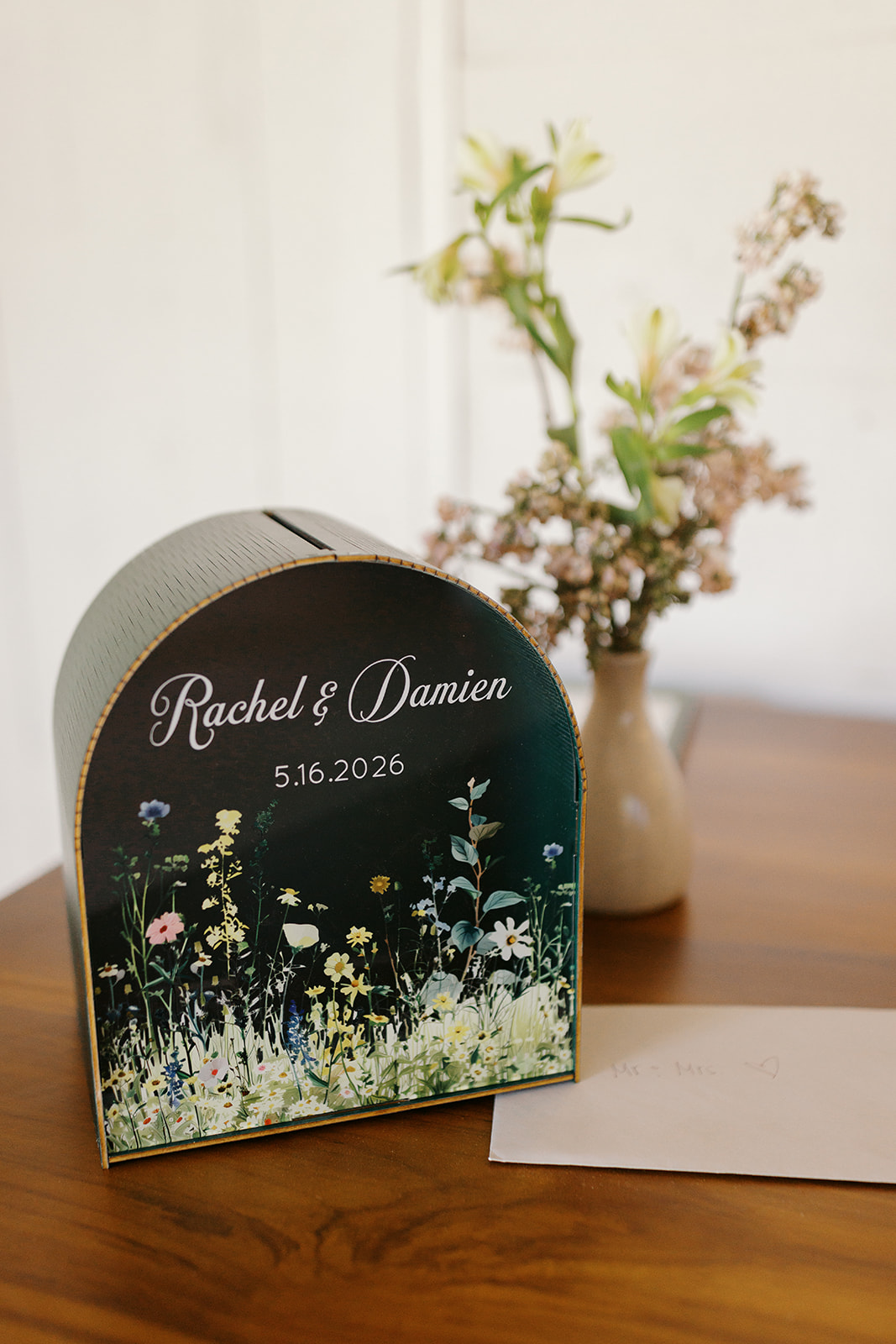 Personalized Rachel and Damien wedding card box