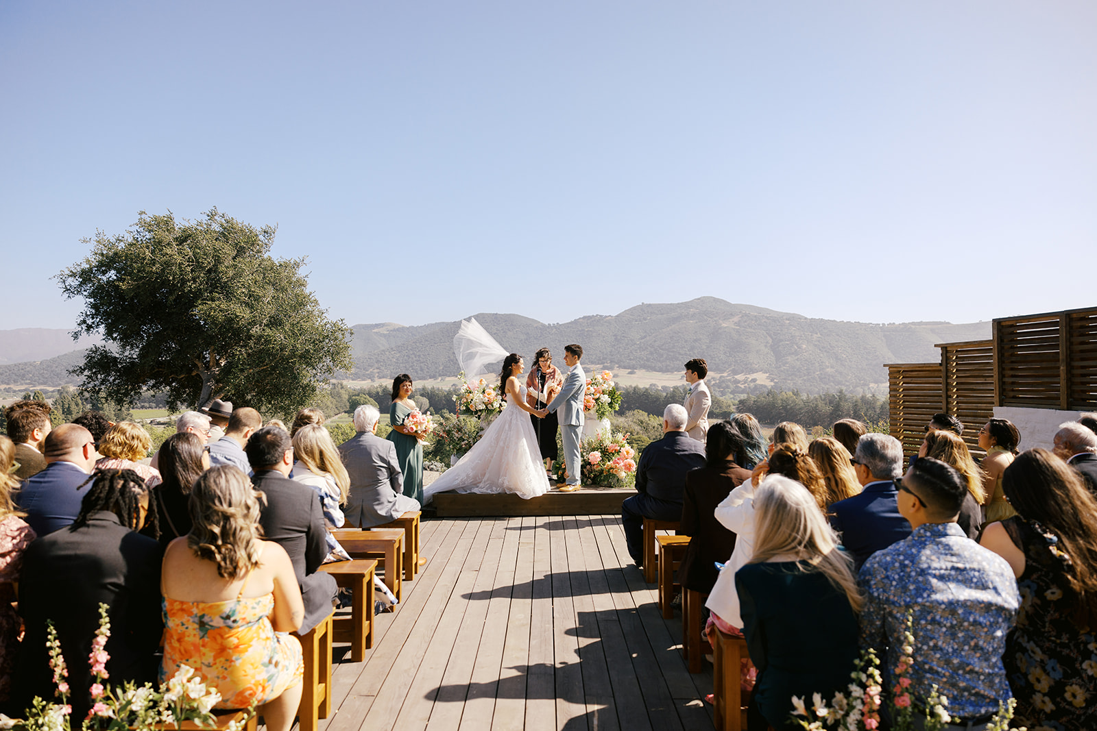 Guests gathered for the outdoor ceremony at Whispering Rose Ranch