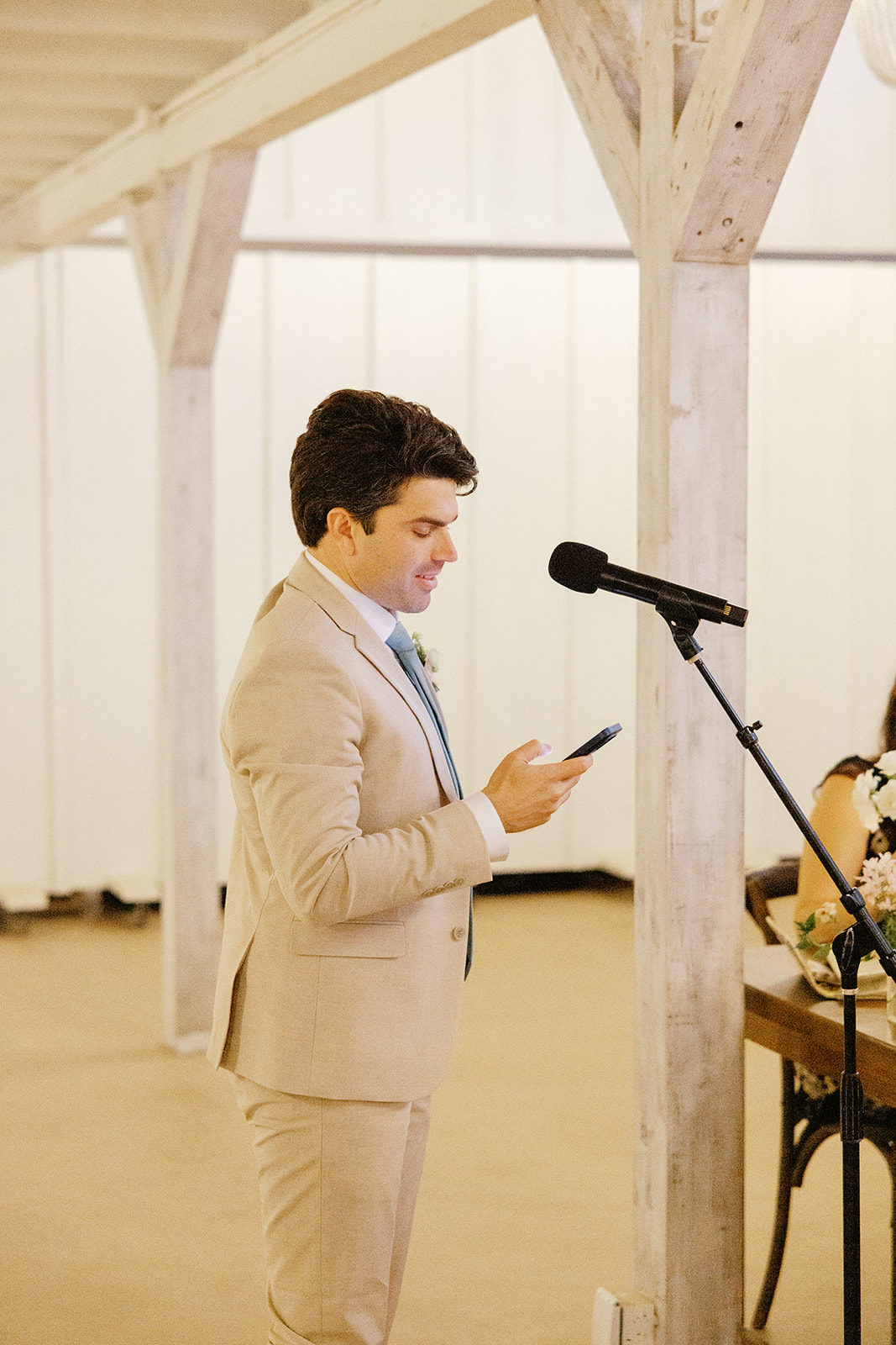 Groomsman giving a reception toast